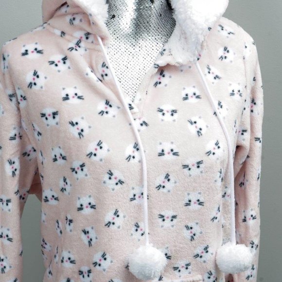 NWT  Cats Dream On Kangaroo-Pocket Hooded Nightgown  - Large - Picture 5 of 7